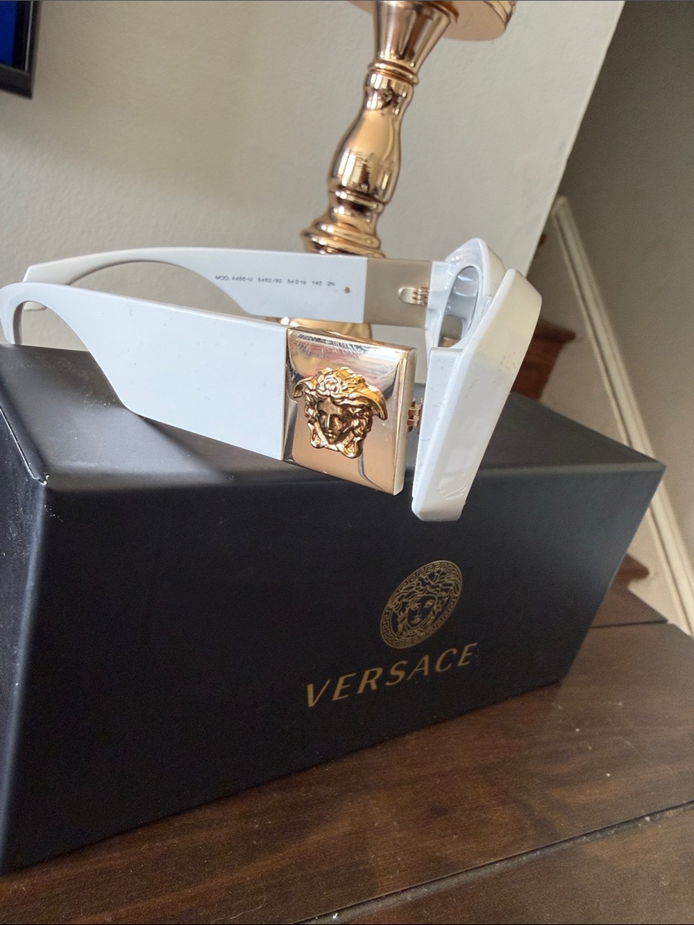 Versace White and Gold Medusa Square Sunglasses